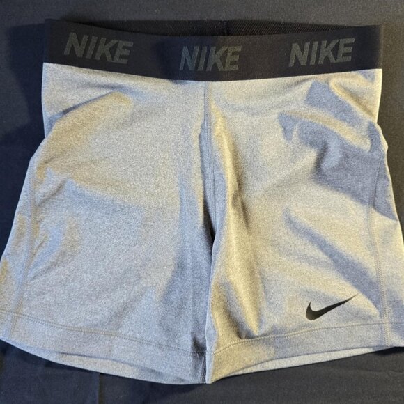 Nike Dri-Fit Compression Shorts Womens Gray With Black Band Size Medium - Picture 1 of 3